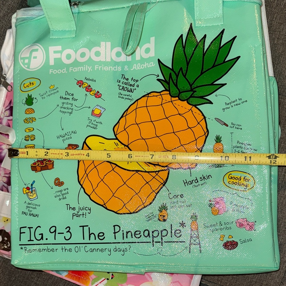 Foodland Hawaii Pineapple & Lei Insulated Reusable Cooler bag set of 2 NWT - Picture 7 of 8